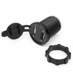 Priza USB x 2 si Voltmetru digital pentru moto, led rosu, culoare negru, tip II